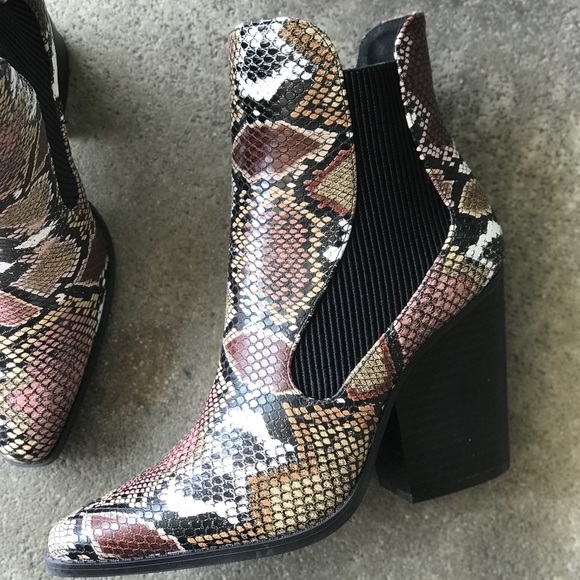Qupid Multi Color Python Snake Ankle Bootie - Picture 3 of 8